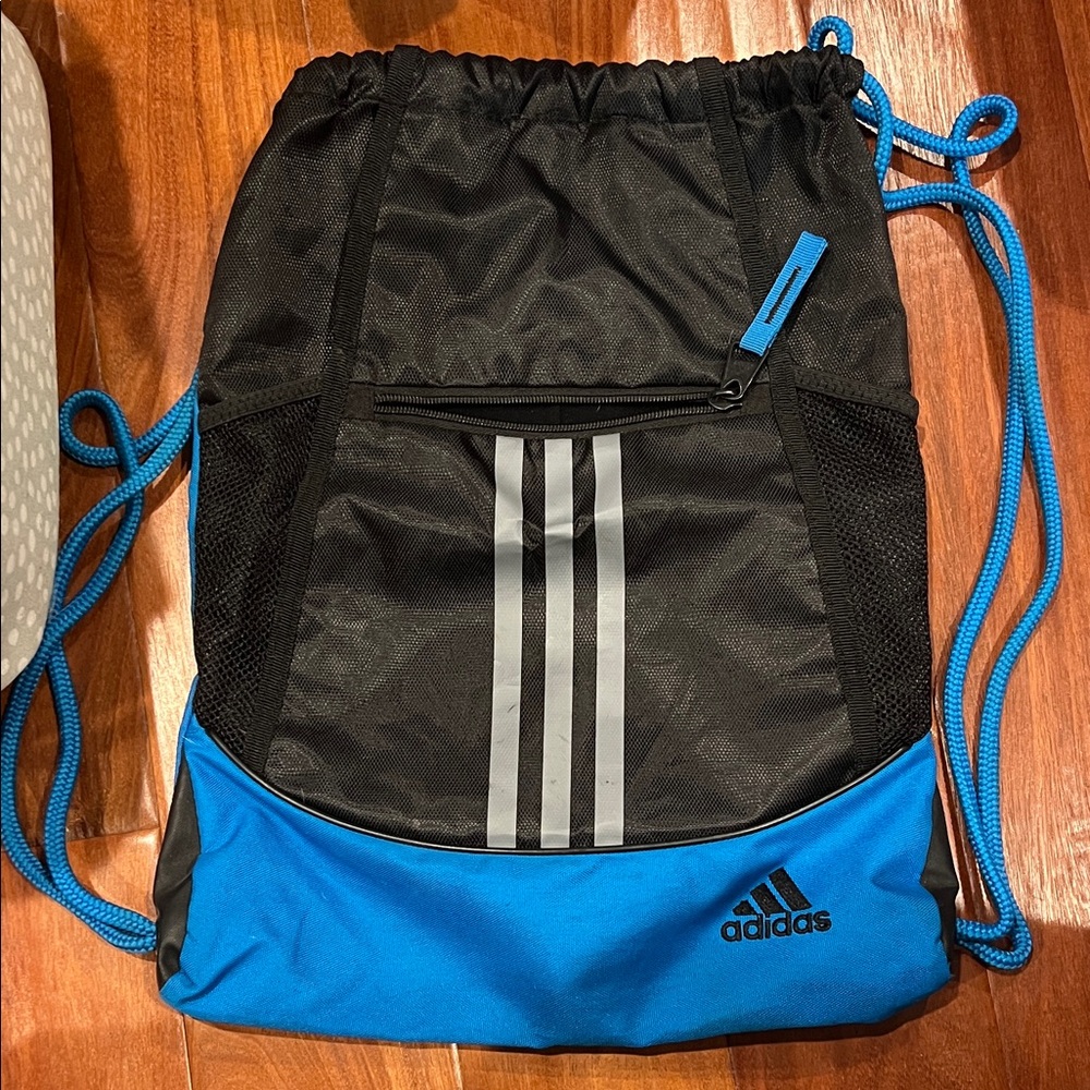 Adidas Black and Bright Blue Backpack